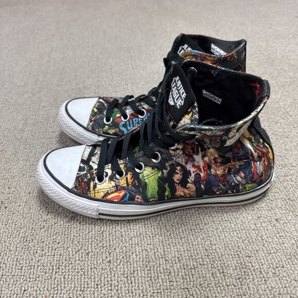 Converse Justice League Superman Sneakers Multicolored High Top Women’s Size 8 - Picture 3 of 11